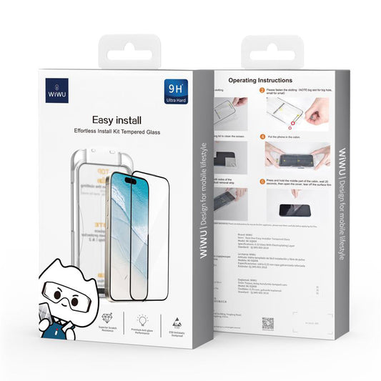 Προστατευτικό οθόνης WiWu Wi-SQ008 για Apple iPhone 16, Προστατευτικό οθόνης WiWu Wi-SQ008, Γυαλί, Πλήρης κόλληση, Μαύρο