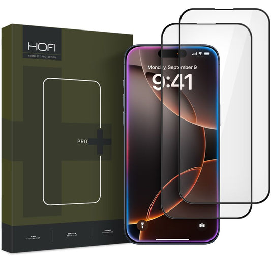 Προστατευτικό οθόνης HOFI Glass PRO+ για Apple iPhone 16 Pro Max, με γυάλινη θωράκιση, πλήρης κόλληση, σετ 2 τεμαχίων, 2.5D, μαύρο