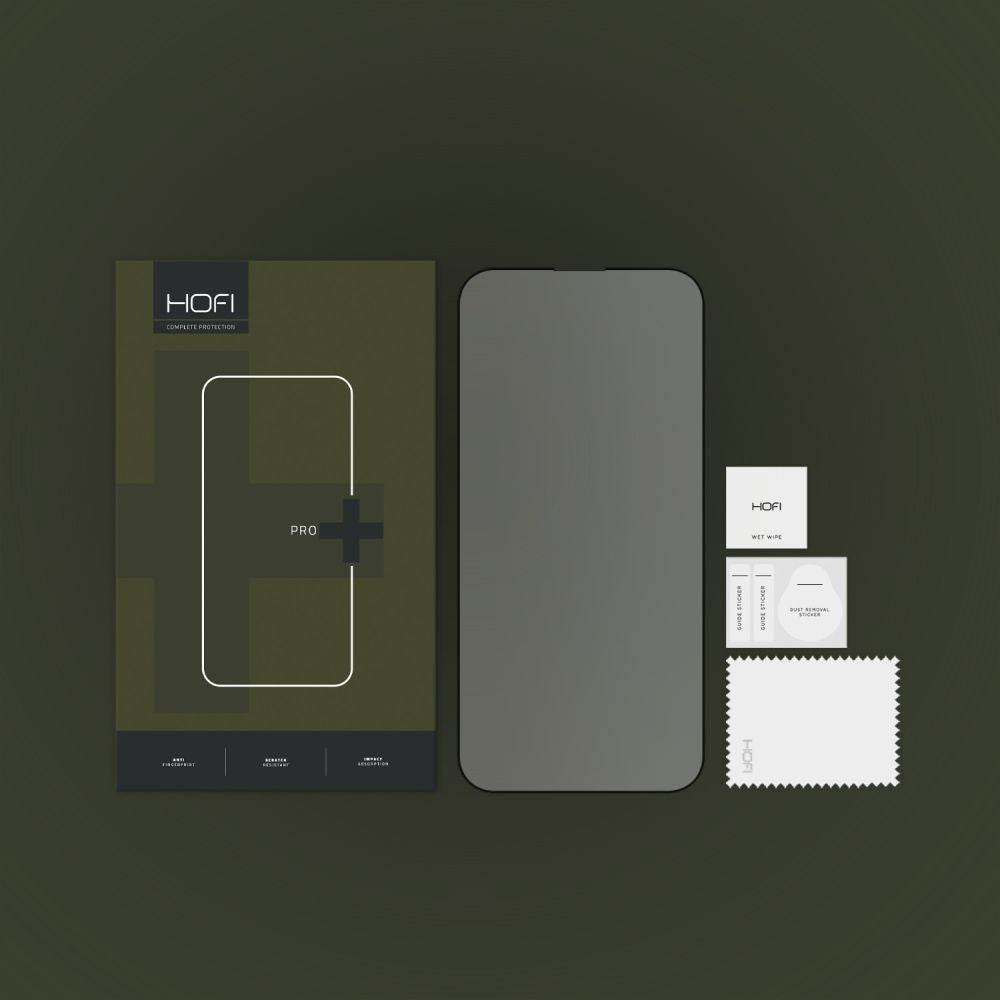 Προστατευτική μεμβράνη οθόνης HOFI PRO+ για Apple iPhone 14 Pro, Ασφαλισμένο γυαλί, Ολόκληρη κόλλα, Μαύρο