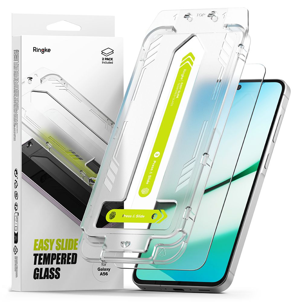 Προστατευτική Μεμβράνη Οθόνης Ringke Easy Slide για Samsung Galaxy A56 A566, Ενισχυμένο Γυαλί, Πλήρης Κόλληση, Σετ 2 τεμαχίων