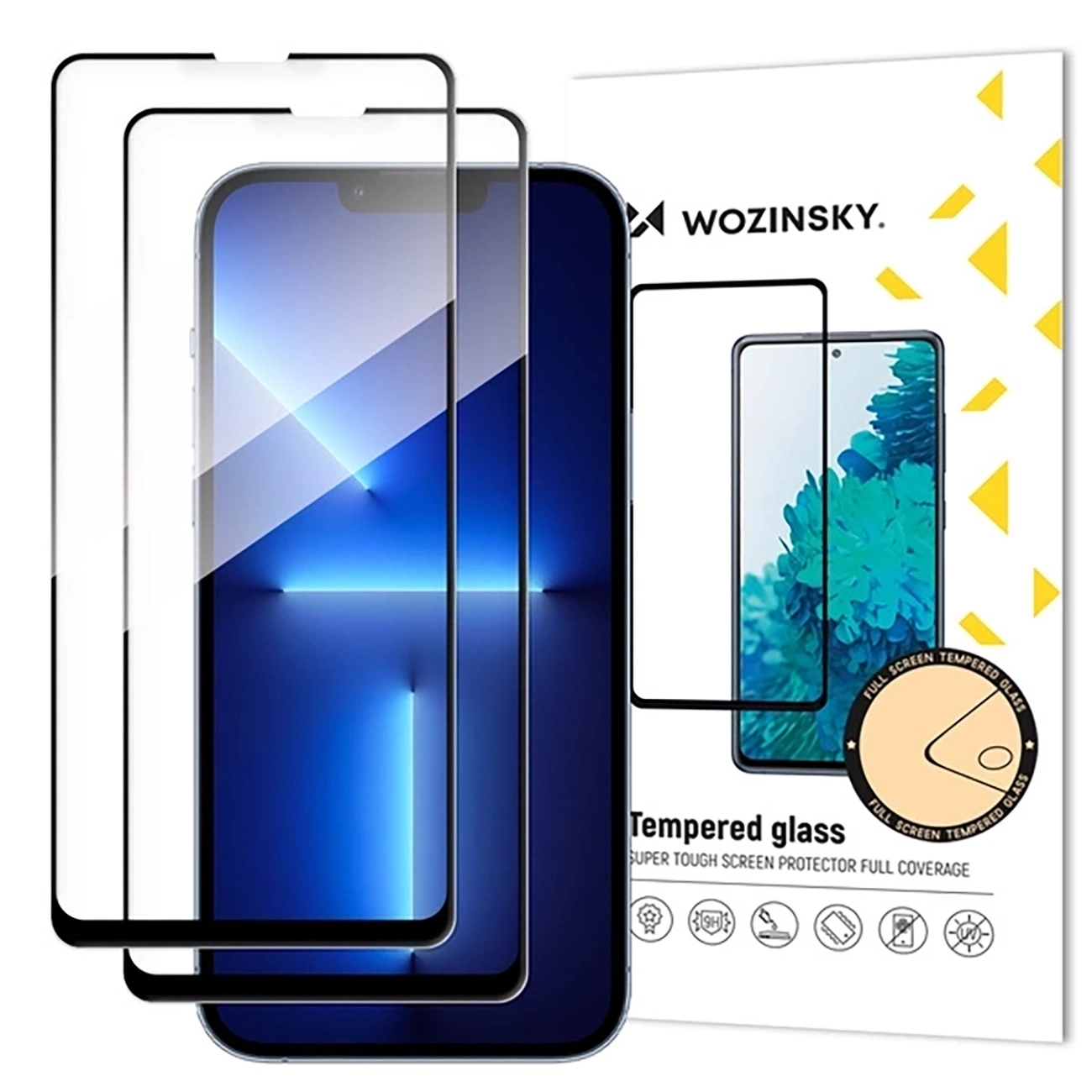 Προστατευτική μεμβράνη οθόνης WZK για Samsung Galaxy S25 FE, Ασφαλισμένο γυαλί, Πλήρης κόλλα, Σετ 2 τεμαχίων, Μαύρο