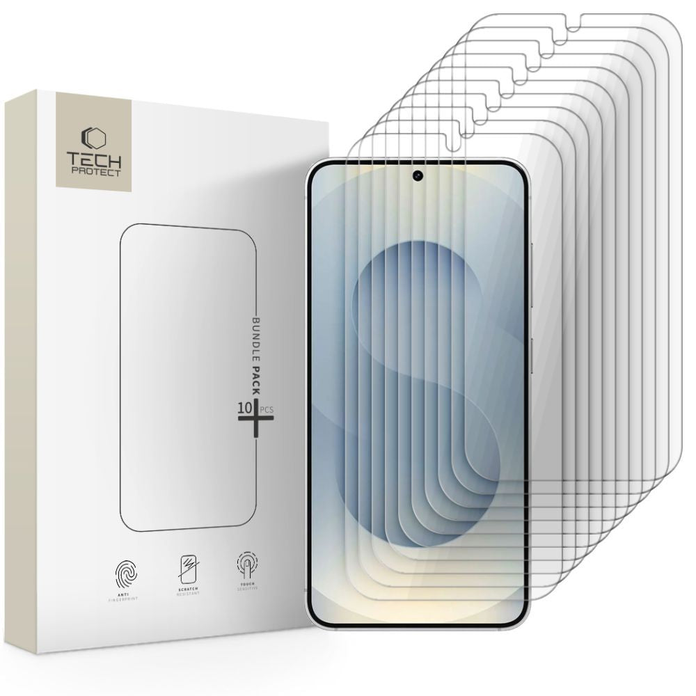 Προστατευτική Μεμβράνη Οθόνης Tech-Protect για Samsung Galaxy S25 S931 / S24 S921, Ενισχυμένο Γυαλί, Πλήρης Κόλληση, Σετ 10 τεμαχίων