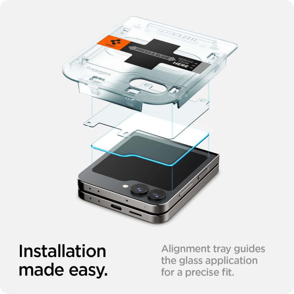 Spigen GlastR EZ FIT Exterior Screen Protector for Samsung Galaxy Z Flip6 F741, Tempered Glass, Full Glue, Set of 2 pieces AGL07972