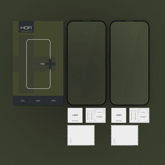 Προστατευτικό οθόνης HOFI Glass PRO+ για Apple iPhone 16 Pro Max, με γυάλινη θωράκιση, πλήρης κόλληση, σετ 2 τεμαχίων, 2.5D, μαύρο