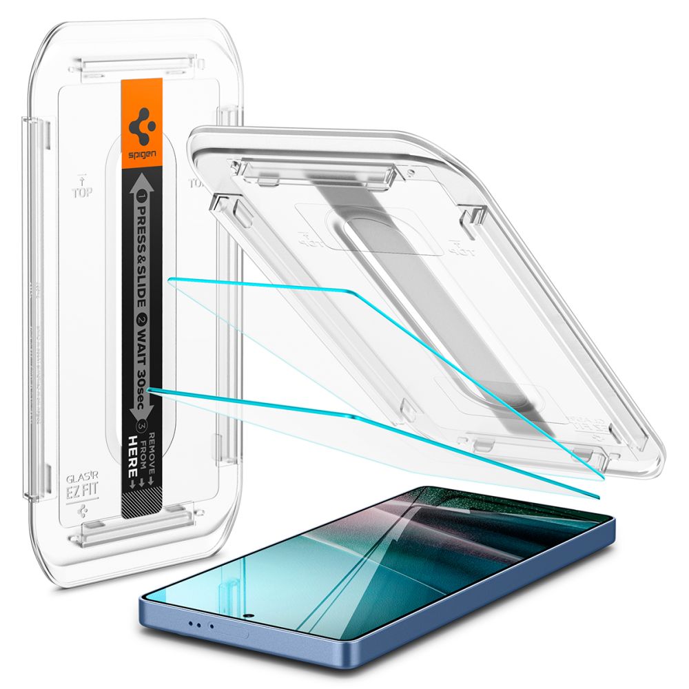 Προστατευτική Μεμβράνη Οθόνης Spigen GlastR EZ FIT HD για Samsung Galaxy S25 Ultra S938, Ενισχυμένο Γυαλί, Πλήρης Κόλληση, Σετ 2 τεμαχίων AGL09082