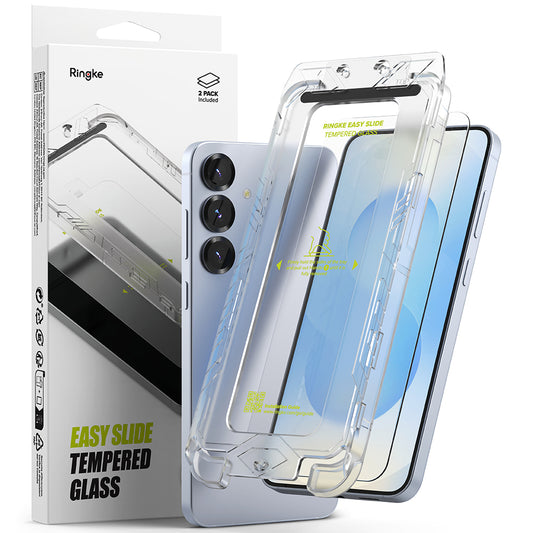 Ringke Easy Slide Screen Protector for Samsung Galaxy S25 S931, Tempered Glass, Full Glue, Set of 2 Pieces