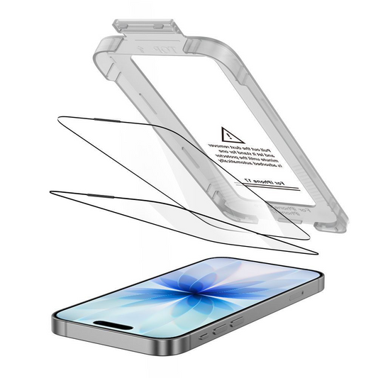 Προστατευτική Μεμβράνη Οθόνης Tech-Protect Quick Set+ για Apple iPhone 17, Ενισχυμένο Γυαλί, Πλήρης Κόλληση, Σετ 2 τεμαχίων, Μαύρη