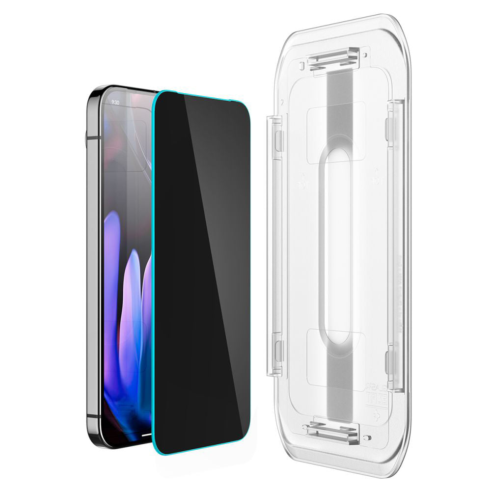 Προστατευτική μεμβράνη οθόνης Privacy Spigen GlastR EZ FIT για Google Pixel 9 Pro XL, Ασφαλισμένο γυαλί, Πλήρης κόλλα, Σετ 2 τεμαχίων AGL09313