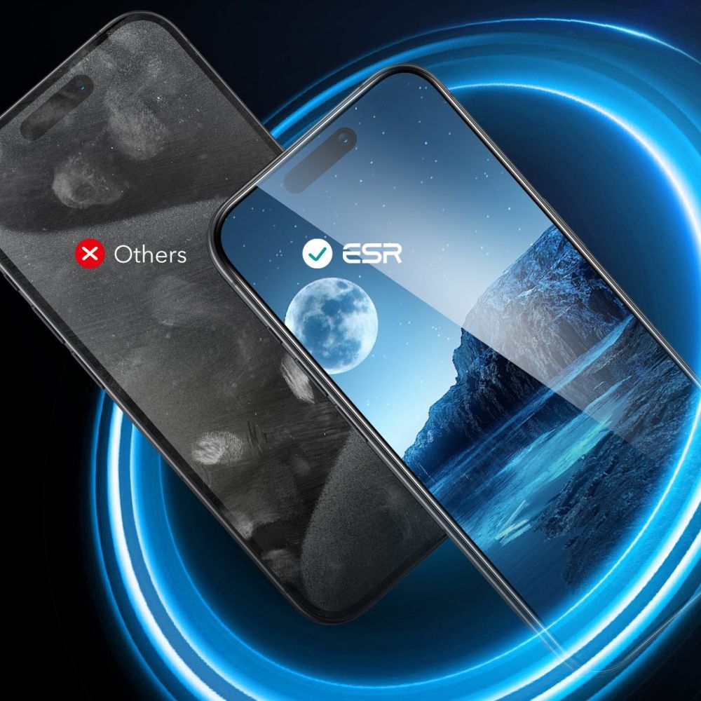 Προστατευτική Μεμβράνη Οθόνης ESR για Apple iPhone 16 Pro Max, Ενισχυμένο Γυαλί, Πλήρης Κόλληση, Σετ 2 τεμαχίων, Μαύρη