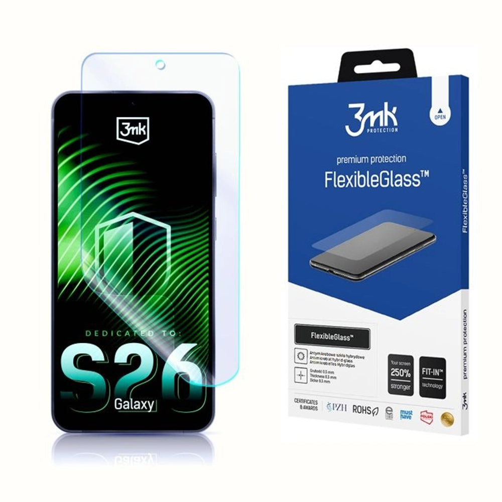 Προστατευτική Μεμβράνη Οθόνης 3MK FlexibleGlass για Samsung Galaxy S26 S942, Εύκαμπτο Γυαλί, Πλήρης Κόλληση, Διαφανής