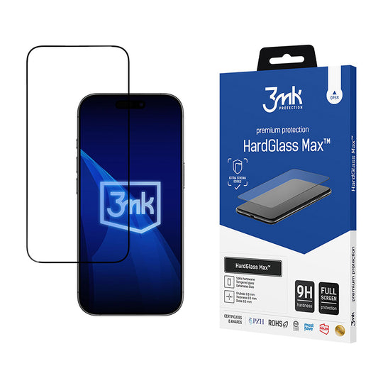 3MK HardGlass Max Screen Protector for Apple iPhone 17 Air, Tempered Glass, Full Glue, Black