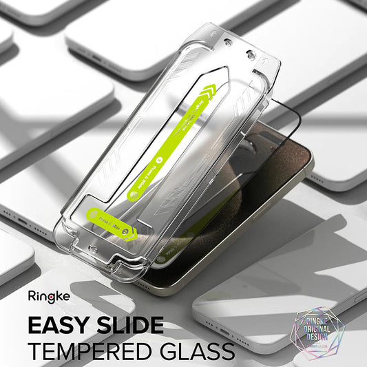Προστατευτικό οθόνης Ringke Easy Slide για Apple iPhone 16 Pro, πλήρης κόλλα, πλήρης κόλλα, σετ 2 τεμαχίων, μαύρο