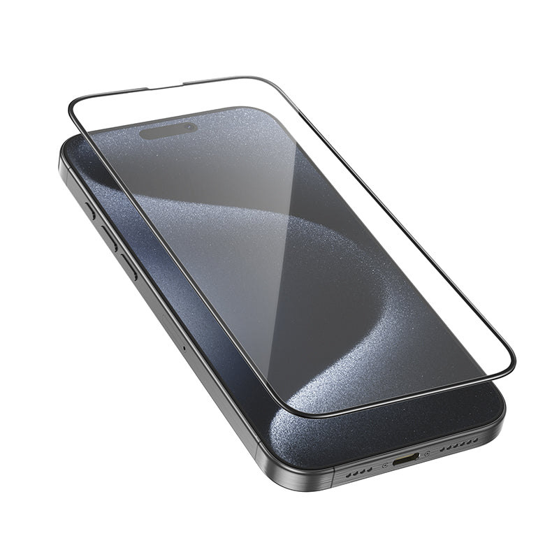 Προστατευτική Μεμβράνη Οθόνης HOCO G16 για Apple iPhone 16 Pro Max, Ενισχυμένο Γυαλί, Πλήρης Κόλληση, 5D, Μαύρη
