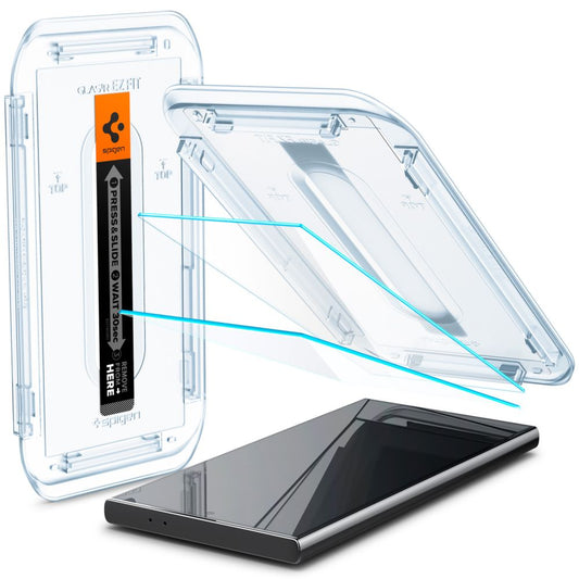 Προστατευτικό οθόνης Spigen EZ FIT για Samsung Galaxy S24 Ultra S928, με προστασία γυαλιού, πλήρης κόλλα, σετ 2 τεμαχίων