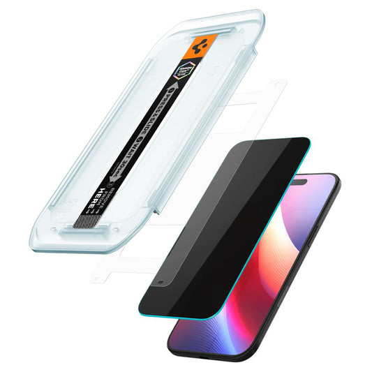 Προστατευτική Μεμβράνη Οθόνης Privacy Spigen GlastR EZ FIT για Apple iPhone 17 Air, Ενισχυμένο Γυαλί, Full Glue, Σετ 2 τεμαχίων