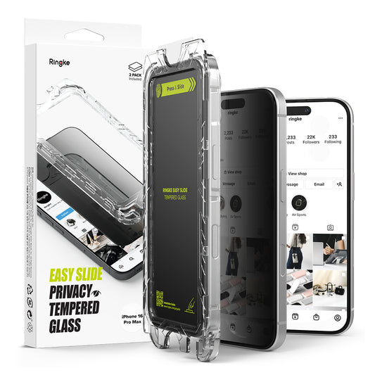 Προστατευτικό οθόνης Ringke Easy Slide για Apple iPhone 16 Pro Max, Προστασία από γυαλί, πλήρης κόλλα, σετ 2 τεμαχίων