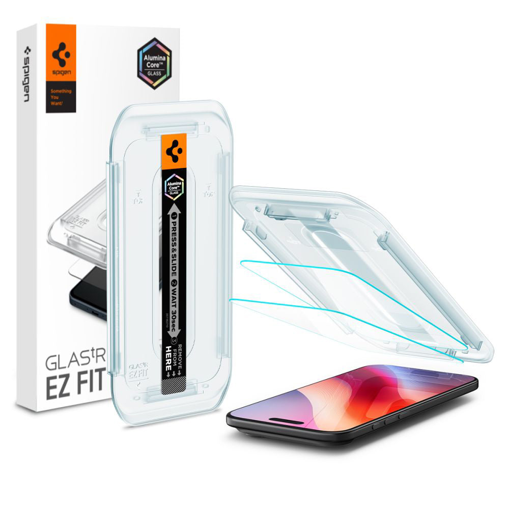 Προστατευτική Μεμβράνη Οθόνης Spigen GlastR EZ FIT για Apple iPhone 17 Air, Ενισχυμένο Γυαλί, Πλήρης Κόλληση, Σετ 2 τεμαχίων