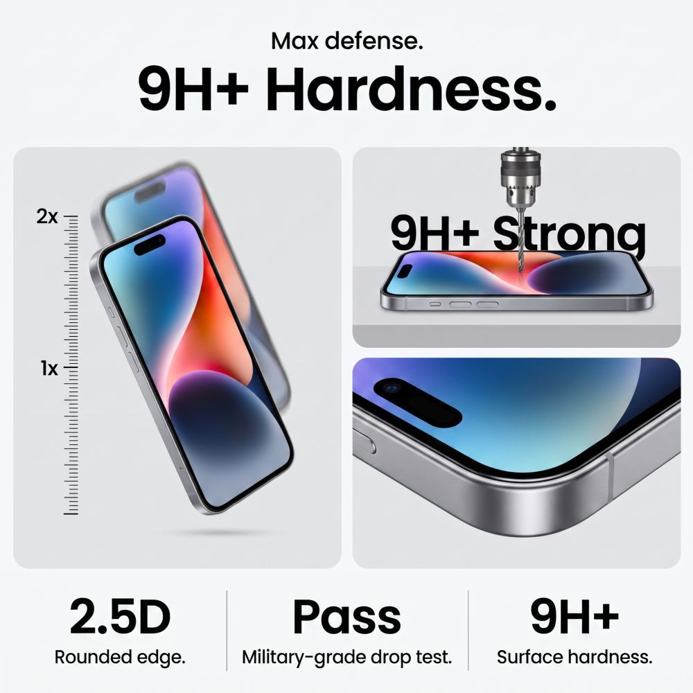 Προστατευτική μεμβράνη οθόνης Tech-Protect OneTouch για Apple iPhone 18 Pro / 17 Pro, Ασφαλισμένο γυαλί, Πλήρης κόλλα, Σετ 2 τεμαχίων, Διαφανές