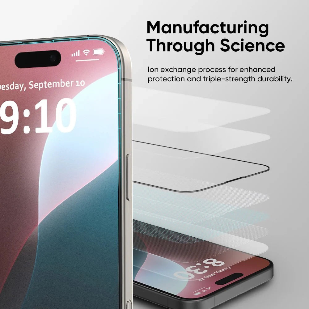 Anank 5X Reinforced Invisible Screen Protector for Apple iPhone 17 Pro, Tempered Glass, Full Glue, 3D, Black