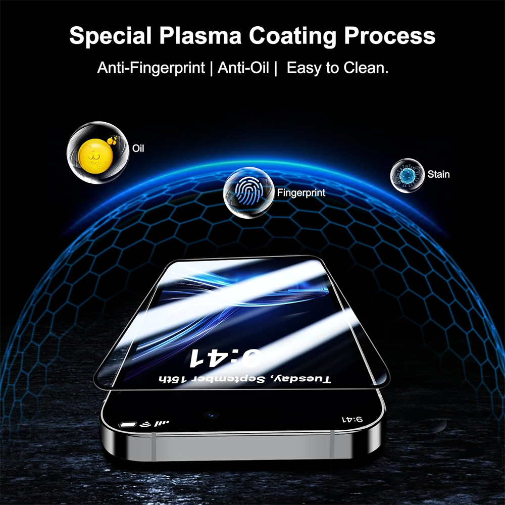 Προστατευτική μεμβράνη οθόνης Blueo Anti-Broken για Apple iPhone 17 Pro / 17 / 16 Pro, ασφαλισμένο γυαλί, πλήρης κόλλα, μαύρο