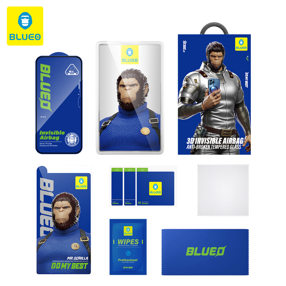 Προστατευτική μεμβράνη οθόνης Blueo Anti-Broken για Apple iPhone 17 Pro / 17 / 16 Pro, ασφαλισμένο γυαλί, πλήρης κόλλα, μαύρο