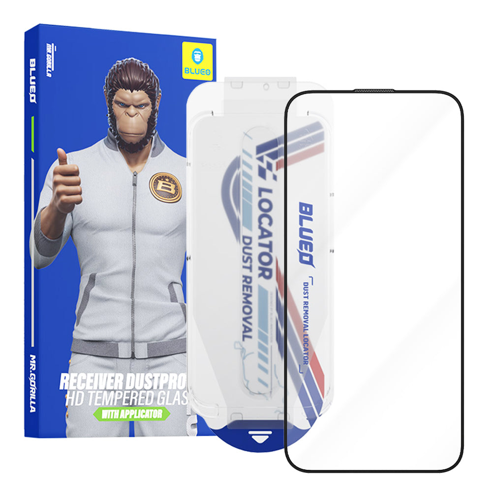 Προστατευτική μεμβράνη οθόνης Blueo Anti-Dust HD Applicator Pro για Apple iPhone 15 Pro, Ασφαλισμένο γυαλί, Πλήρης κόλλα, Μαύρο