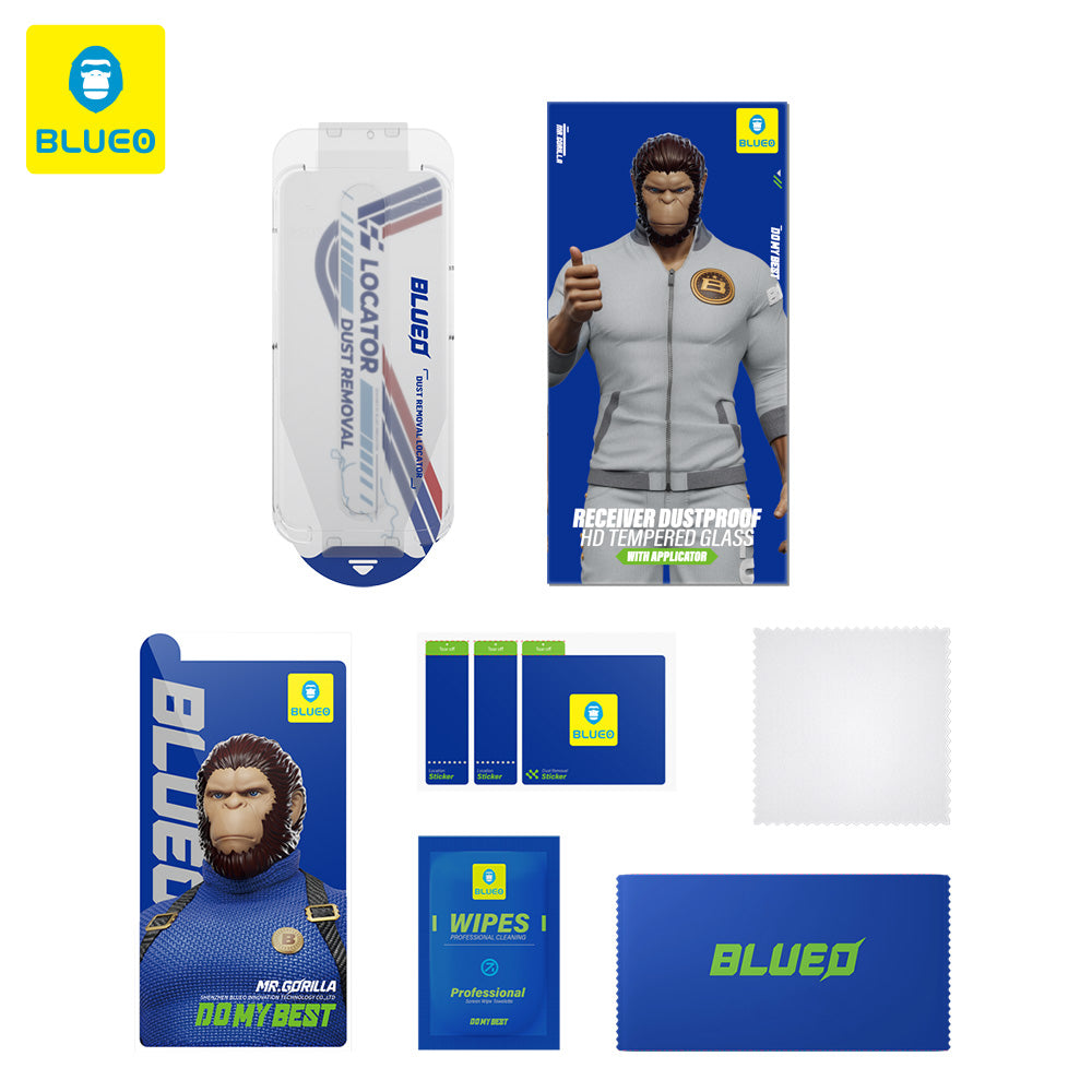 Προστατευτική μεμβράνη οθόνης Blueo Anti-Dust HD Applicator Pro για Apple iPhone 16 Pro, Ασφαλισμένο γυαλί, Πλήρης κόλλα, Μαύρο