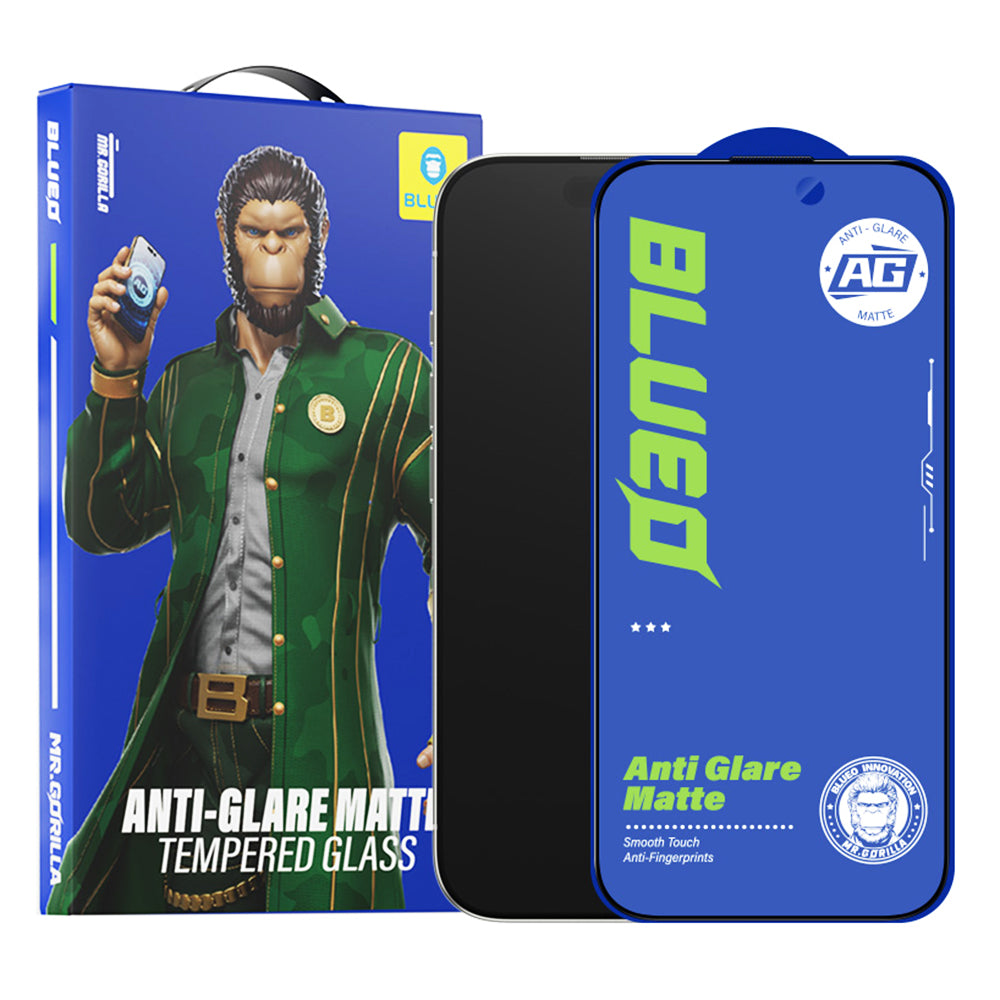 Προστατευτική μεμβράνη οθόνης Blueo Anti-Glare για Apple iPhone 14 Pro, ασφαλισμένο γυαλί, πλήρης κόλλα, μαύρο