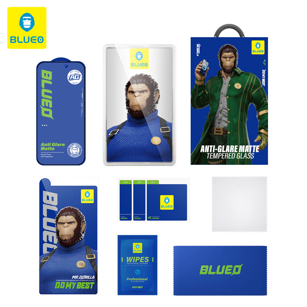 Προστατευτική μεμβράνη οθόνης Blueo Anti-Glare για Apple iPhone 15 Pro, ασφαλισμένο γυαλί, πλήρης κόλλα, μαύρο