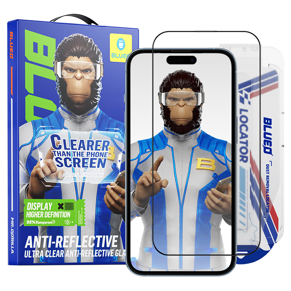 Προστατευτική μεμβράνη οθόνης Blueo Anti-Reflective HD Applicator Pro για Apple iPhone 14 Pro Max, Ασφαλισμένο γυαλί, Πλήρης κόλλα, Μαύρο