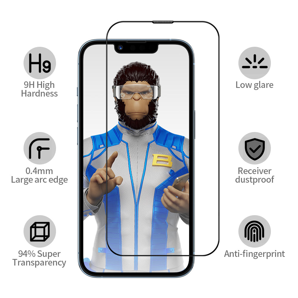 Προστατευτική μεμβράνη οθόνης Blueo Anti-Reflective HD Applicator Pro για Apple iPhone 14 Pro Max, Ασφαλισμένο γυαλί, Πλήρης κόλλα, Μαύρο