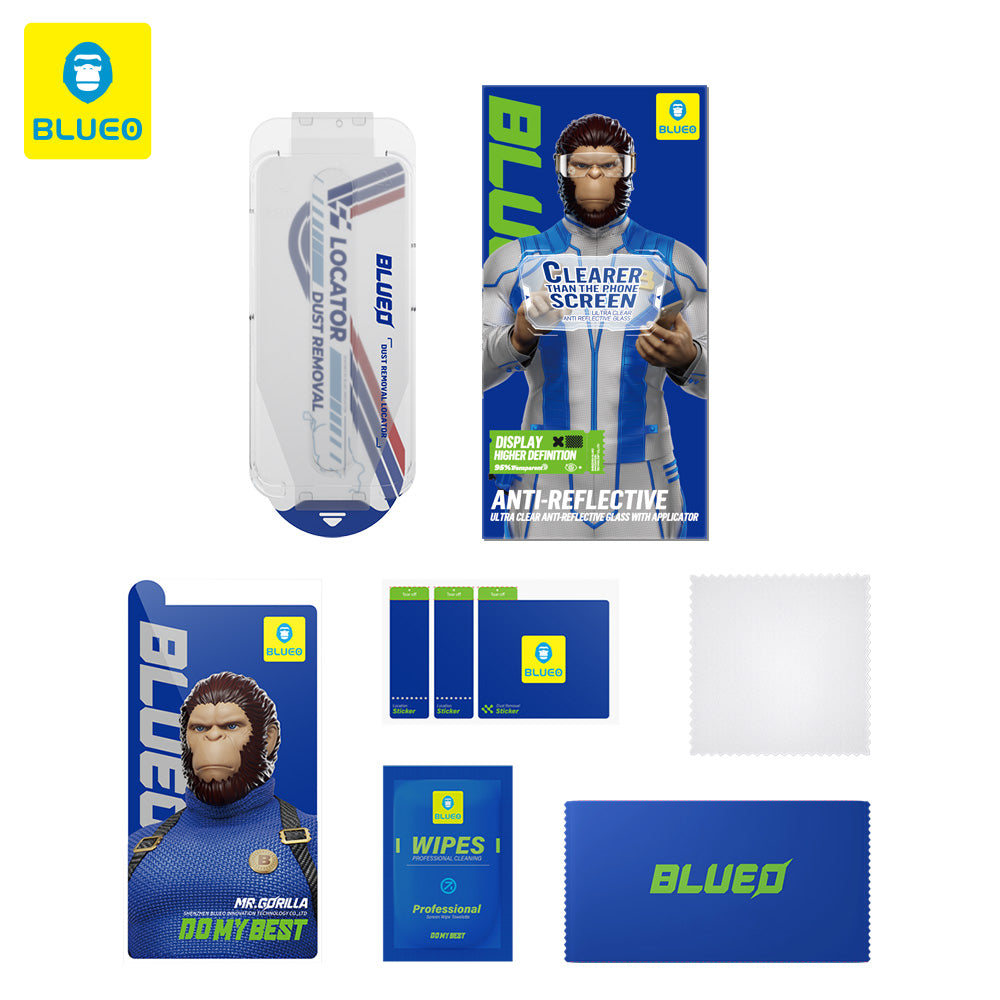 Προστατευτική μεμβράνη οθόνης Blueo Anti-Reflective HD Applicator Pro για Apple iPhone 14 Pro, Ασφαλισμένο γυαλί, Πλήρης κόλλα, Μαύρο