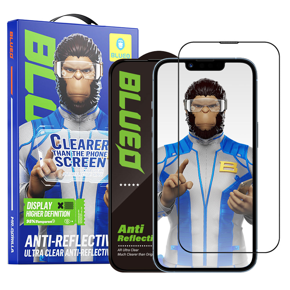 Προστατευτική μεμβράνη οθόνης Blueo Anti-Reflective HD για Apple iPhone 14 Plus / 13 Pro Max, Ασφαλισμένο γυαλί, Πλήρης κόλλα, Μαύρο