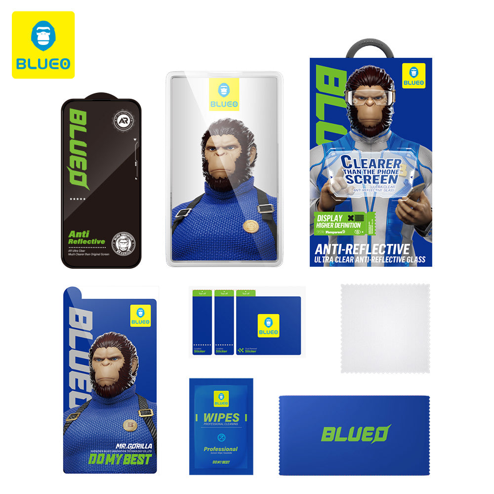 Προστατευτική μεμβράνη οθόνης Blueo Anti-Reflective HD για Apple iPhone 14 Plus / 13 Pro Max, Ασφαλισμένο γυαλί, Πλήρης κόλλα, Μαύρο
