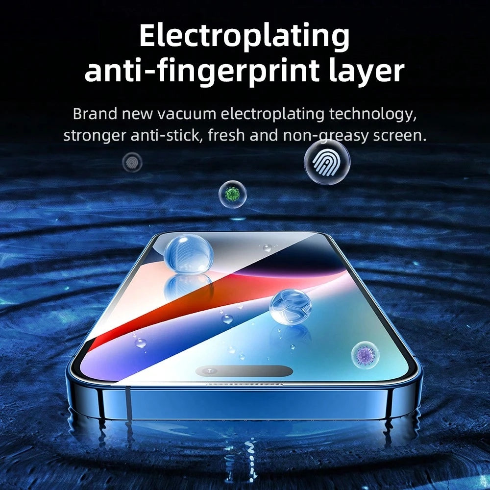 Προστατευτική μεμβράνη οθόνης Blueo AR Applicator Pro για Apple iPhone 16 Pro Max, ασφαλισμένο γυαλί, πλήρης κόλλα, 3D, μαύρο