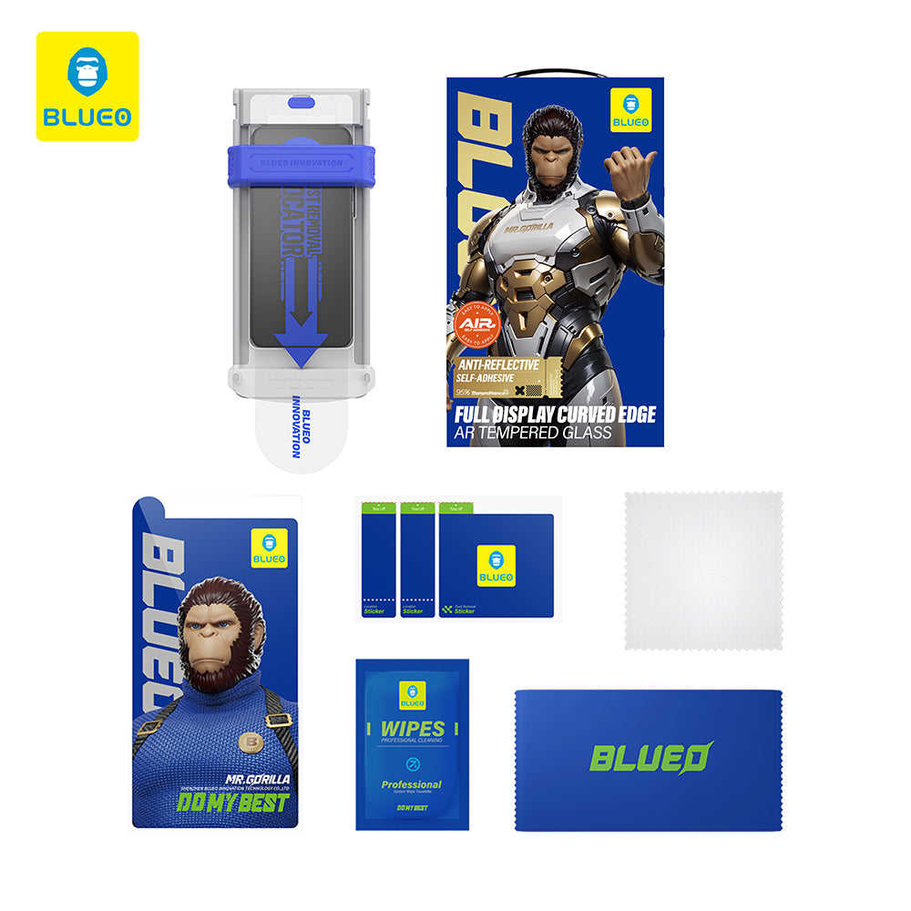 Προστατευτική μεμβράνη οθόνης Blueo AR Applicator Pro για Apple iPhone 16 Pro Max, ασφαλισμένο γυαλί, πλήρης κόλλα, 3D, μαύρο