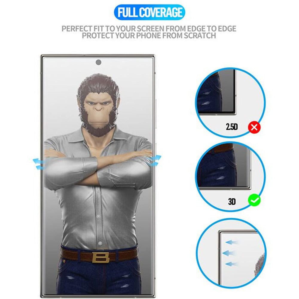 Προστατευτική μεμβράνη οθόνης Blueo HD Applicator Pro για Apple iPhone 16 Pro, ασφαλισμένο γυαλί, πλήρης κόλλα, 3D, μαύρο