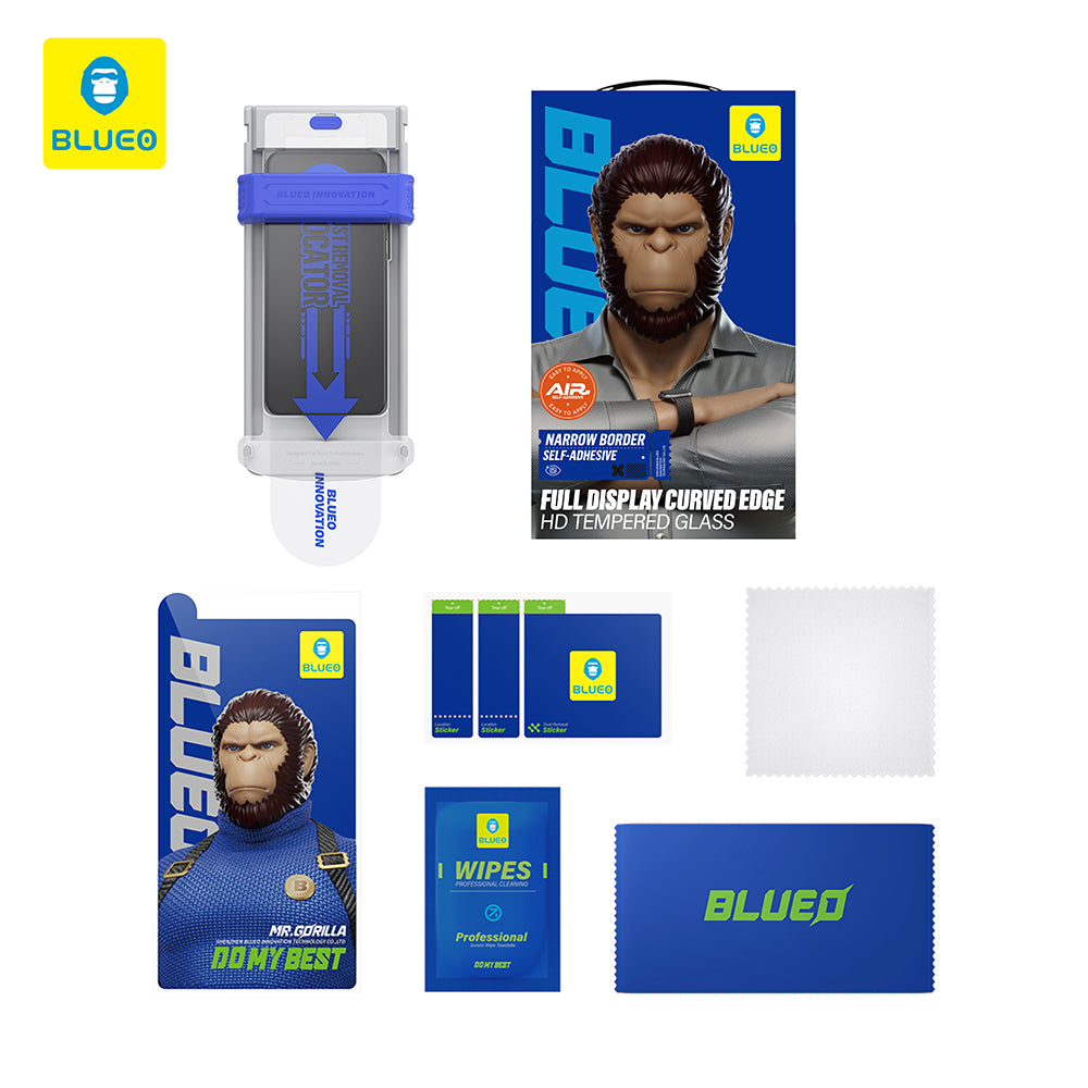 Προστατευτική μεμβράνη οθόνης Blueo HD Applicator Pro για Apple iPhone 16 Pro, ασφαλισμένο γυαλί, πλήρης κόλλα, 3D, μαύρο
