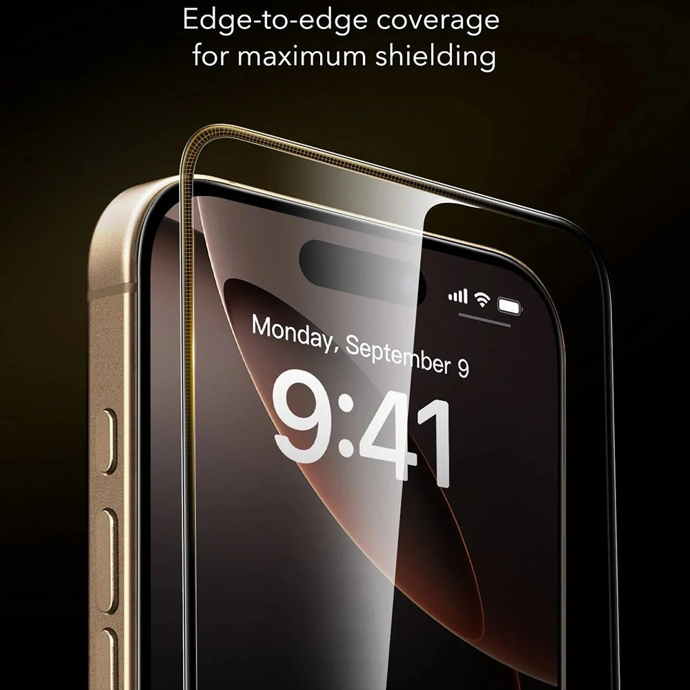 Προστατευτική Μεμβράνη Οθόνης ESR Corning UltraFit για Apple iPhone 17 / 16 Pro, Ενισχυμένο Γυαλί, Full Glue, Σετ 3 τεμαχίων, Μαύρη