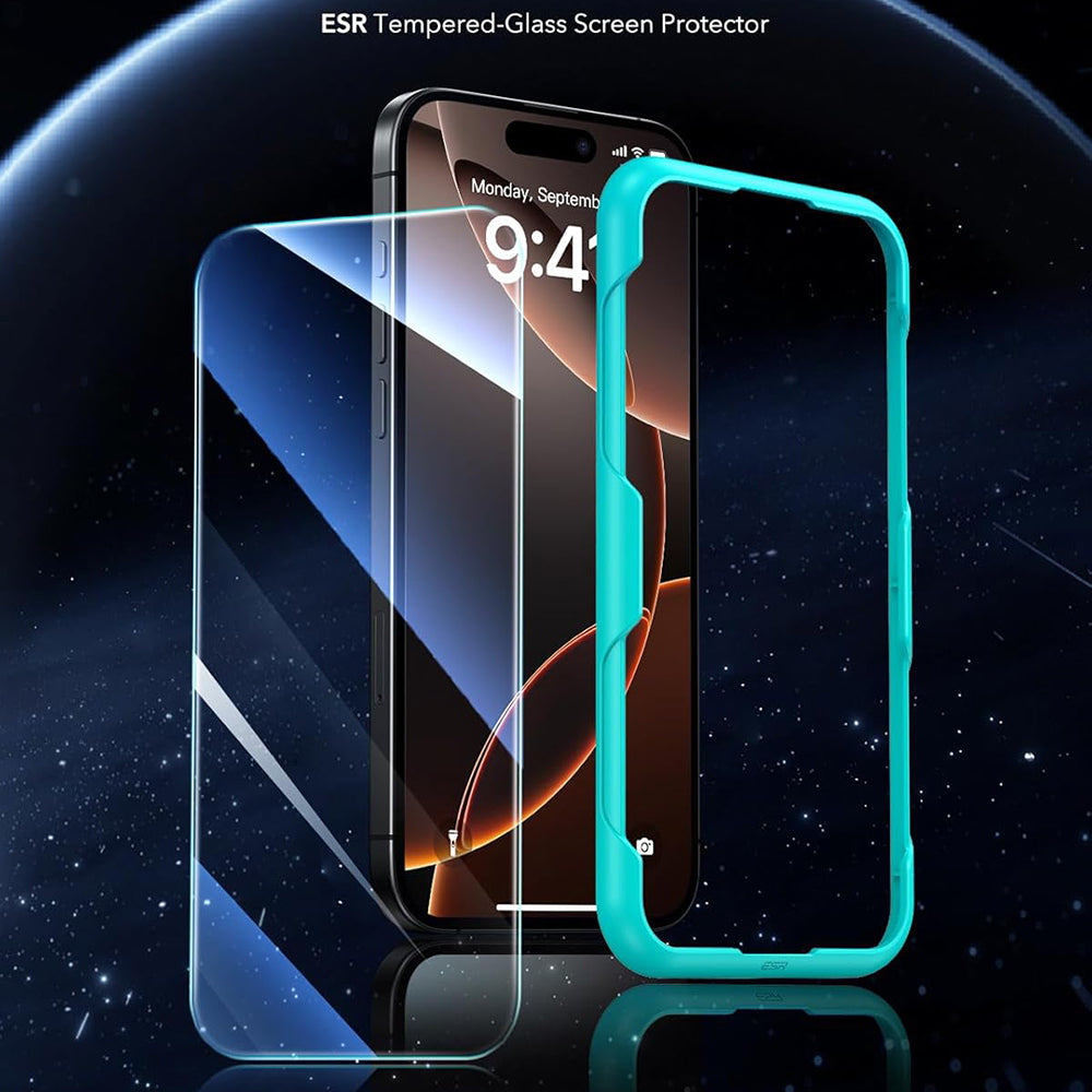 Προστατευτική Μεμβράνη Οθόνης ESR για Apple iPhone 17 / 16 Pro, Ενισχυμένο Γυαλί, Full Glue, Σετ 3 τεμαχίων, Μαύρη