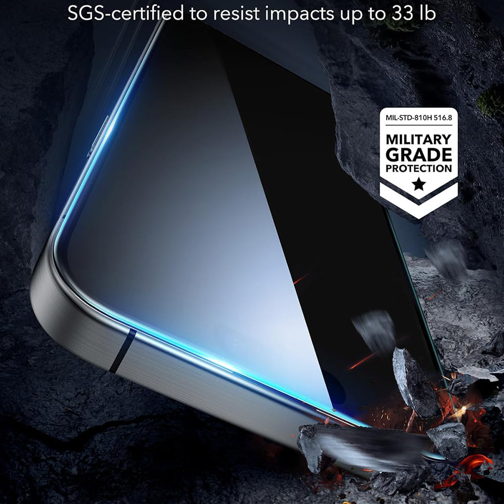 Προστατευτική Μεμβράνη Οθόνης ESR για Apple iPhone 17 / 16 Pro, Ενισχυμένο Γυαλί, Full Glue, Σετ 3 τεμαχίων, Μαύρη