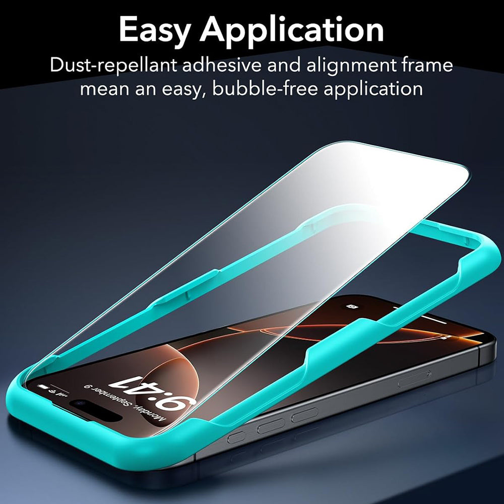 Προστατευτική Μεμβράνη Οθόνης ESR για Apple iPhone 17 / 16 Pro, Ενισχυμένο Γυαλί, Full Glue, Σετ 3 τεμαχίων, Μαύρη