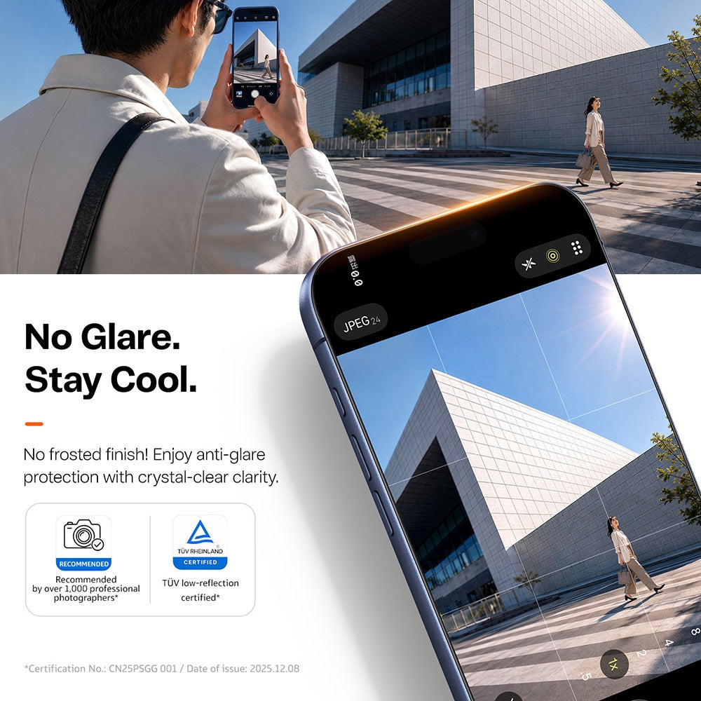 Προστατευτική μεμβράνη οθόνης Torras Sunview AR για Apple iPhone 18 Pro / 17 Pro, Ενισχυμένο γυαλί, Πλήρης κόλλα