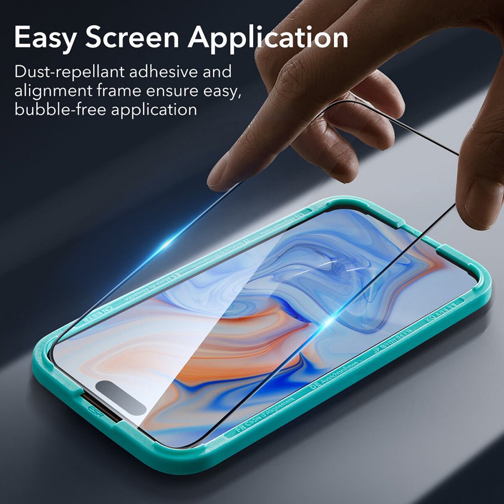 Προστατευτική Μεμβράνη Οθόνης ESR για Apple iPhone 15, Ενισχυμένο Γυαλί, Πλήρης Κόλληση, Μαύρη