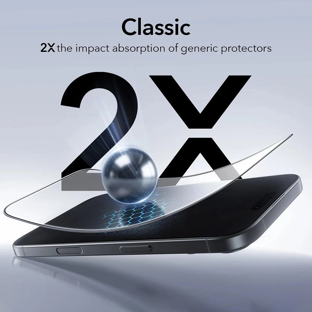 Προστατευτική Μεμβράνη Οθόνης ESR UltraFit για Apple iPhone 17 / 16 Pro, Ενισχυμένο Γυαλί, Full Glue, Σετ 3 τεμαχίων