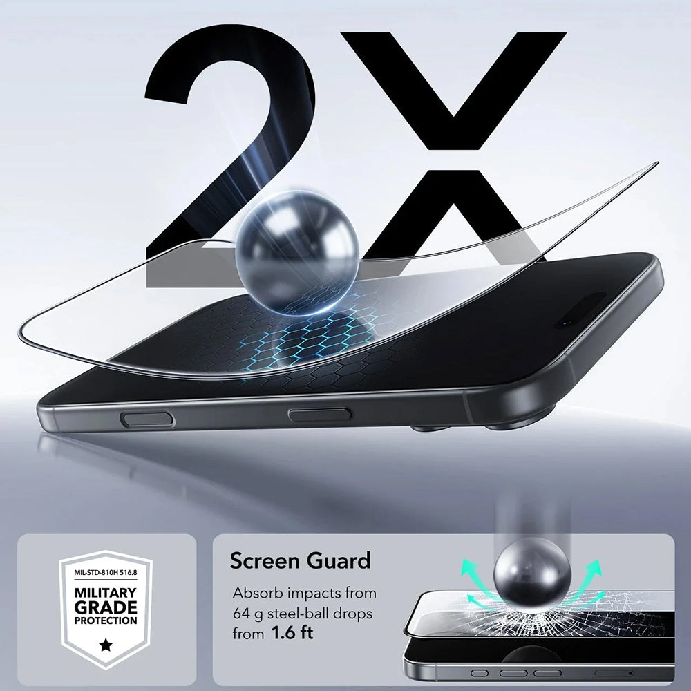 Προστατευτική Μεμβράνη Οθόνης ESR UltraFit για Apple iPhone 17 Pro, Ενισχυμένο Γυαλί, Full Glue, Σετ 3 τεμαχίων