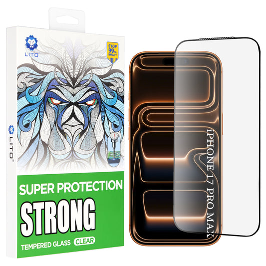 Προστατευτική Μεμβράνη Οθόνης Lito D+ Max Strong για Apple iPhone 17 Pro Max, Ενισχυμένο Γυαλί, Full Glue, Μαύρη