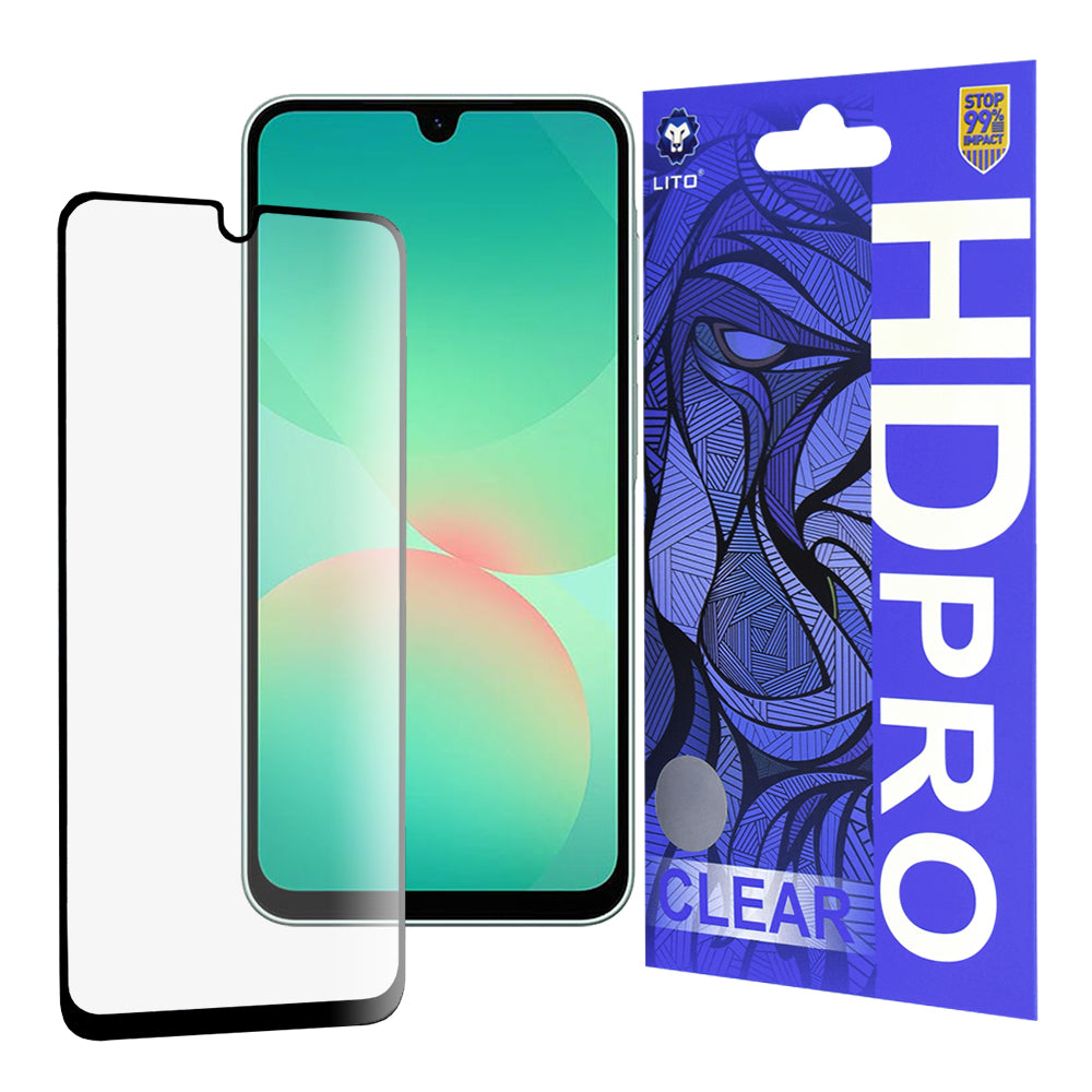 Προστατευτική μεμβράνη οθόνης Lito HD Pro Clear για Samsung Galaxy A26 A266, Ασφαλισμένο γυαλί, Πλήρης κόλλα, Μαύρο