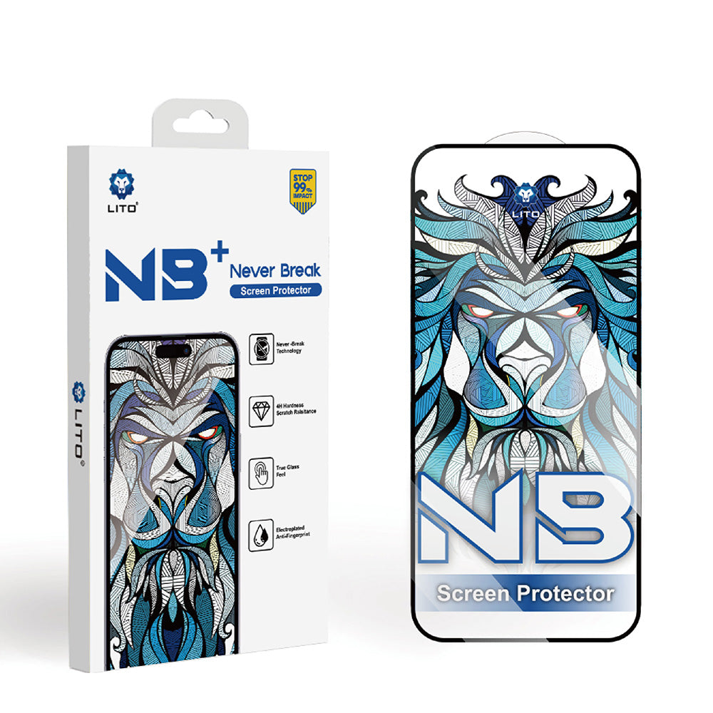 Προστατευτική Μεμβράνη Οθόνης Lito NB για Apple iPhone 17 / 16 Pro, Ενισχυμένο Γυαλί, Full Glue, Μαύρη