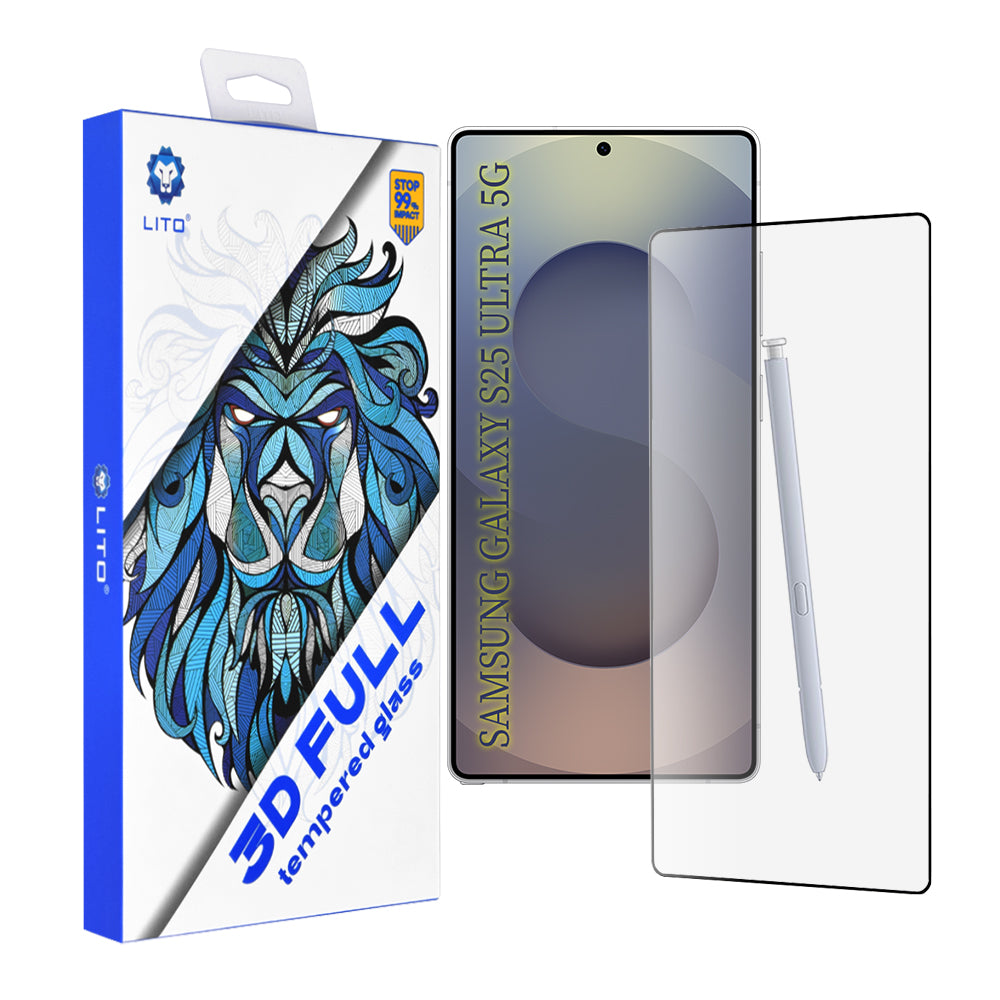Προστατευτική μεμβράνη οθόνης Lito για Samsung Galaxy S25 Ultra S938, Ασφαλισμένο γυαλί, Πλήρης κόλλα, 3D, Μαύρο